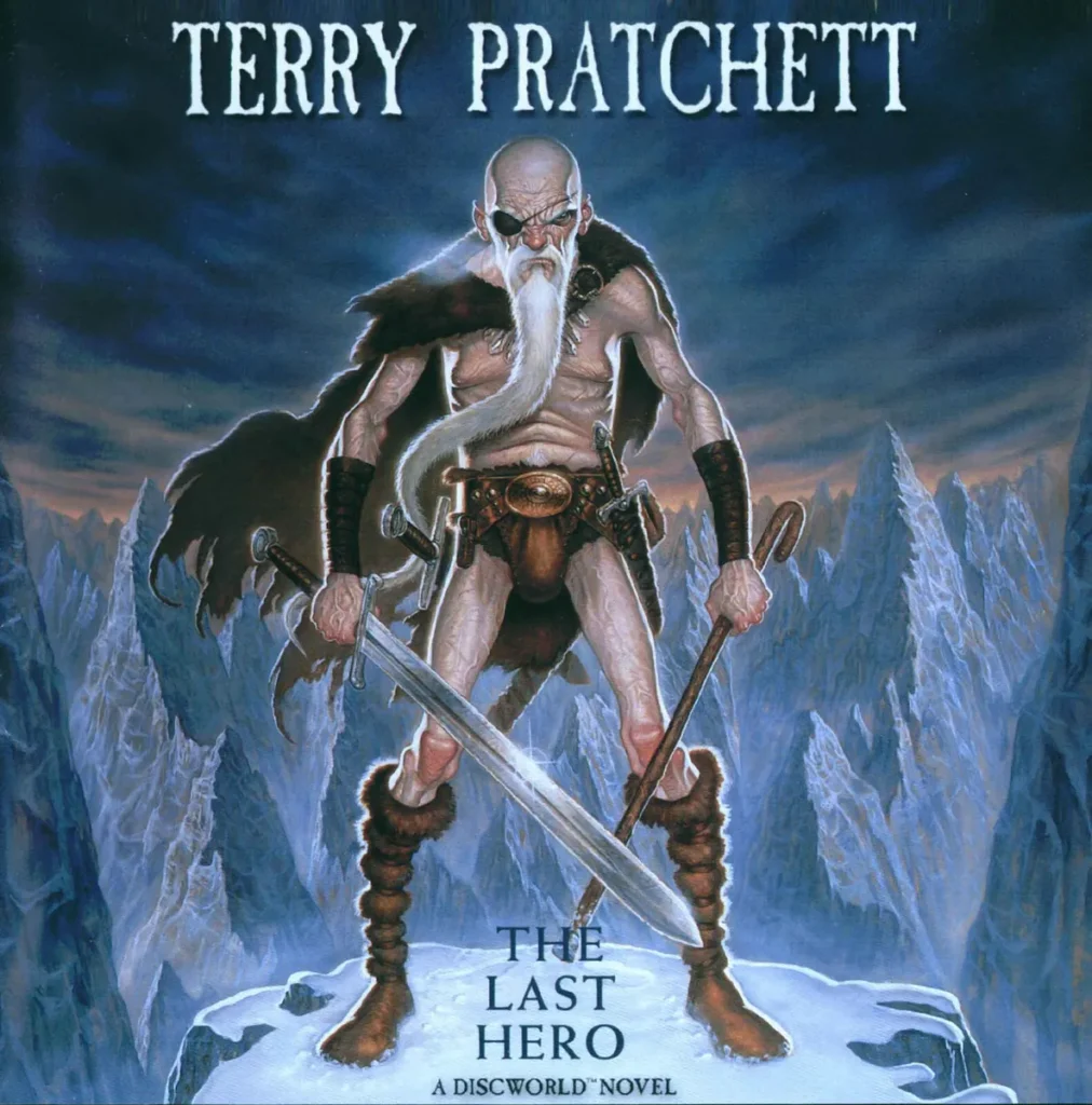 POrtada de la novela The last Hero, mostrando al protagonista, Cohen el Bárbaro